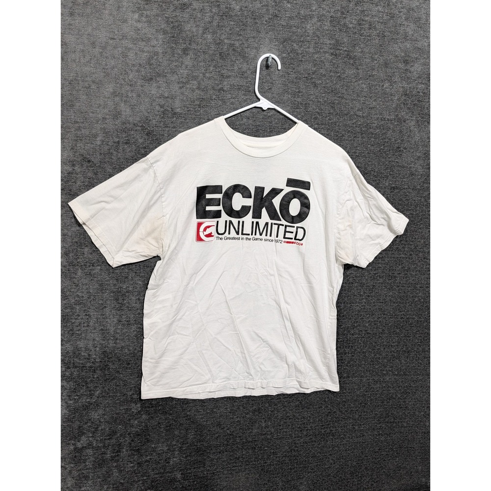 Ecko Unltd Mens XL White Graphic T-Shirt Short Sleeve Logo Streetwear 2026